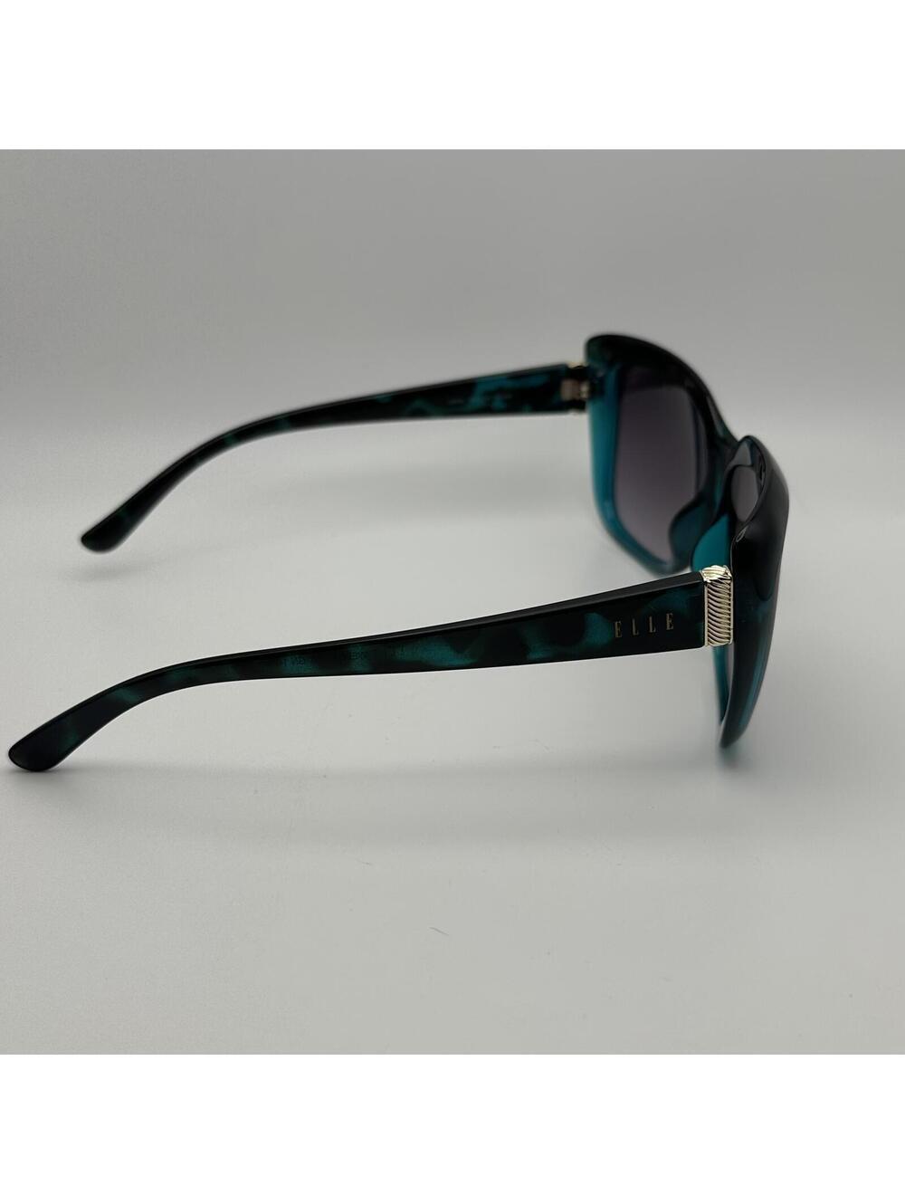 ELLE Women's Oversized Square Teal & Black Tortoise Sunglasses - Picture 8 of 10